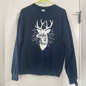 Christmas - Make it Rein - Novelty Funny Holiday Sweatshirt - Medium